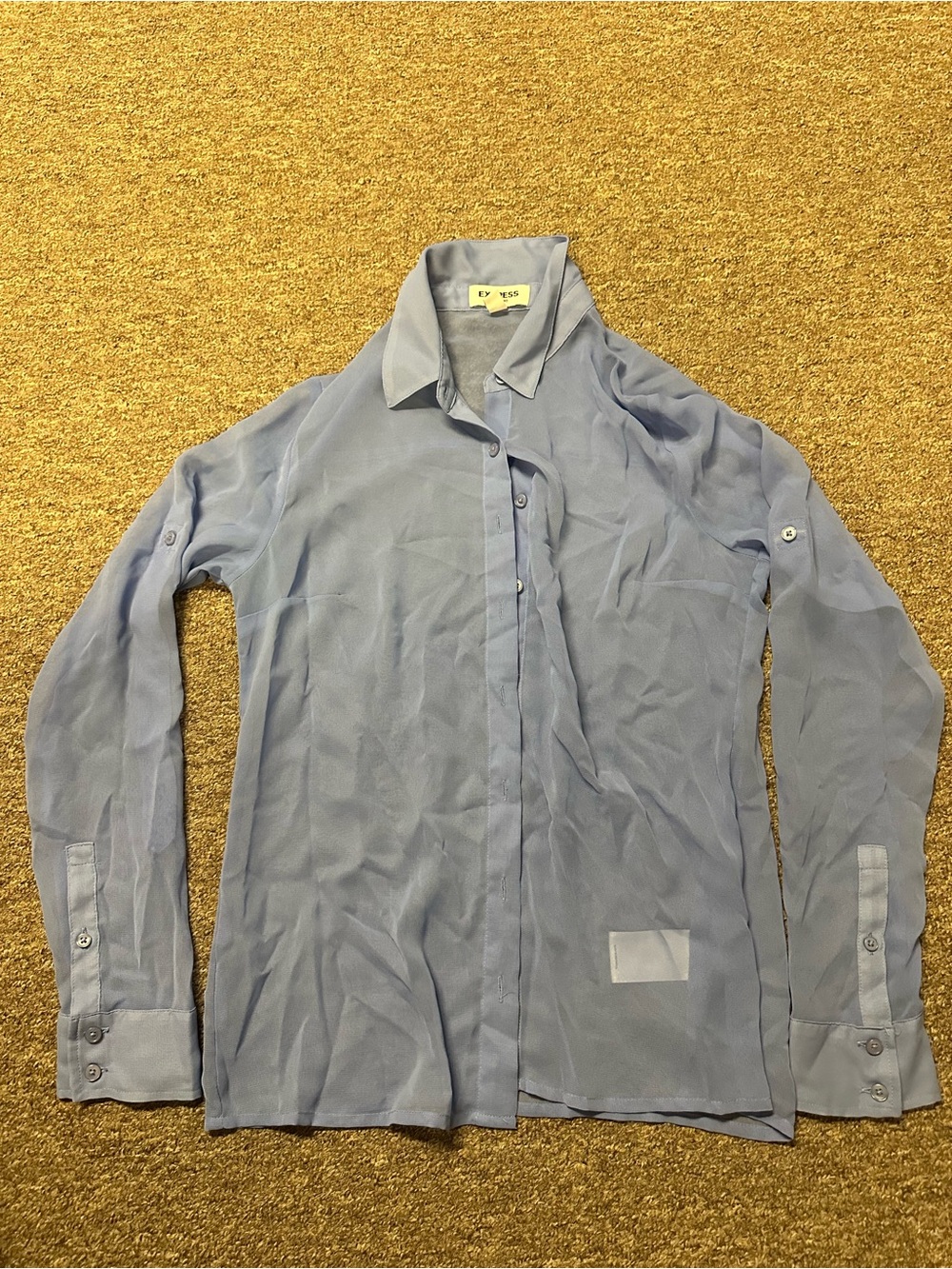 Light Blue Sheer Button-Up Shirt